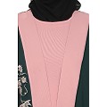Embroidery work on layered abaya- Bottle Green-baby pink